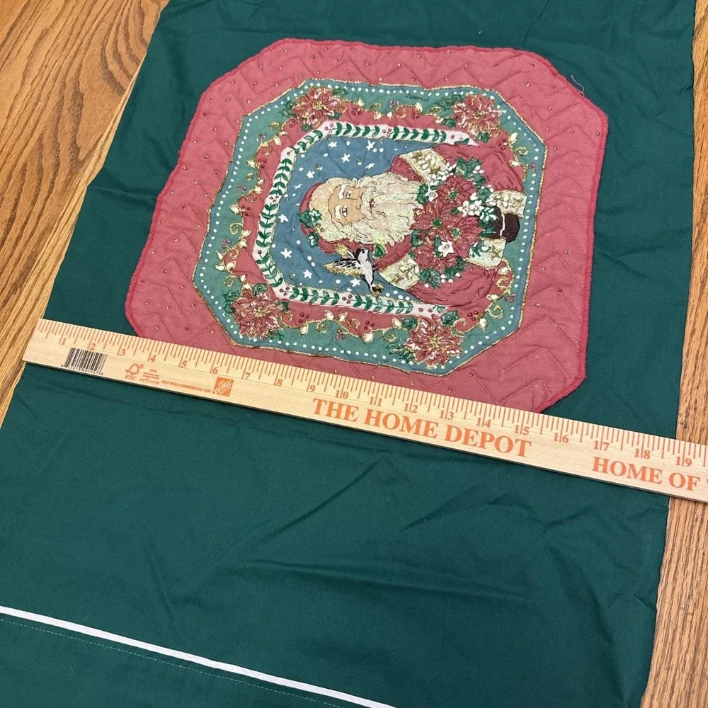 Set Of Green Vintage‎ Canon Queen Pillowcases With Quilted Santa St. Nicholas